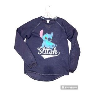 Disney Lilo & Stitch Fleece Pullover Sweatshirt‎ Size Medium lightweight Blue
